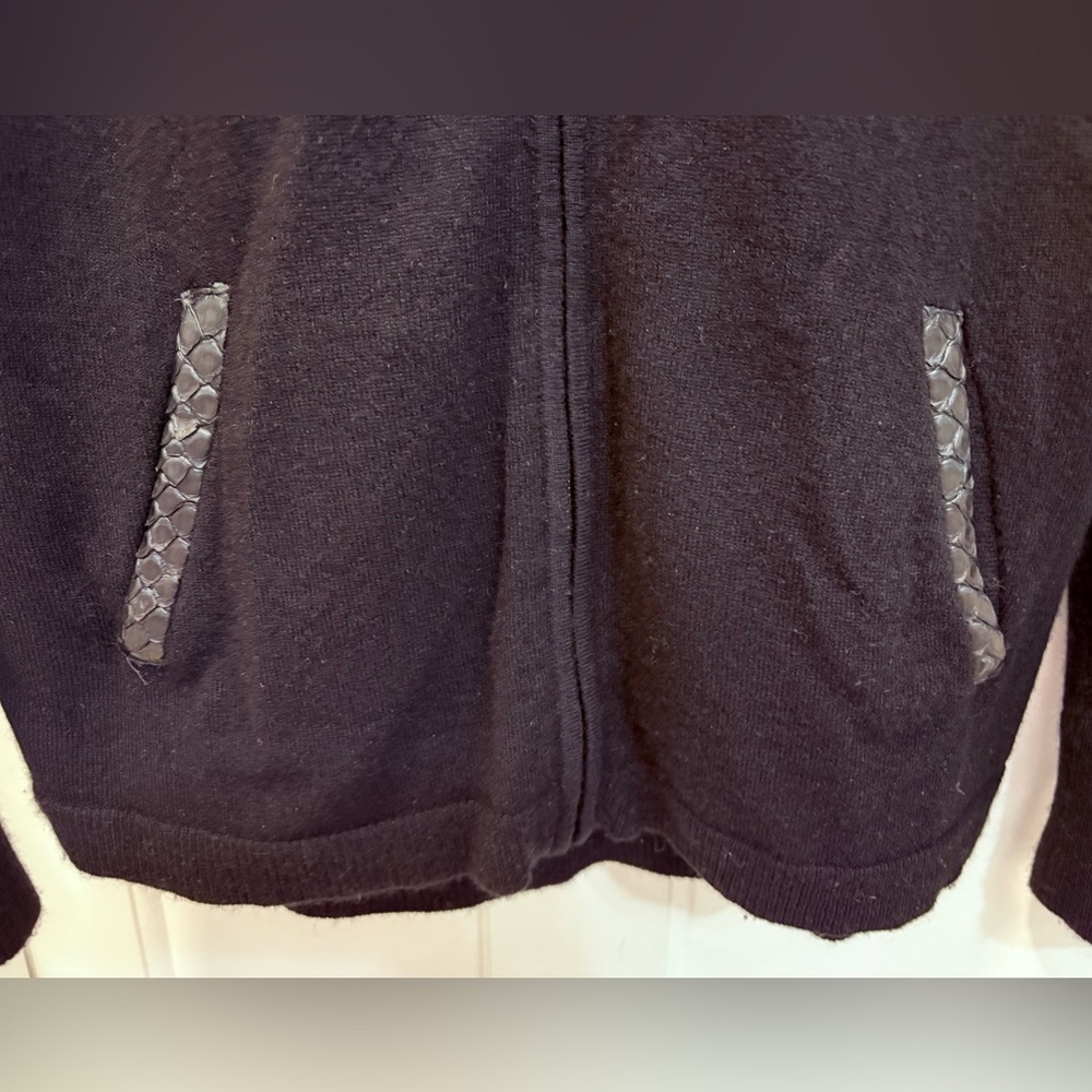 Hale Harden Cashmere Black Full Zip Hoodie Sweater Quiet Luxury Made in USA Sz M - Picture 4 of 15